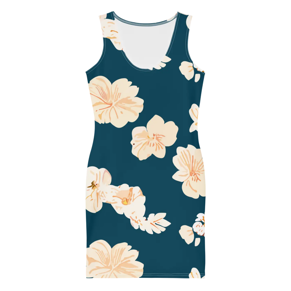 Teal Dress with Large Showy Flowers - Party Ready - DipaliZ