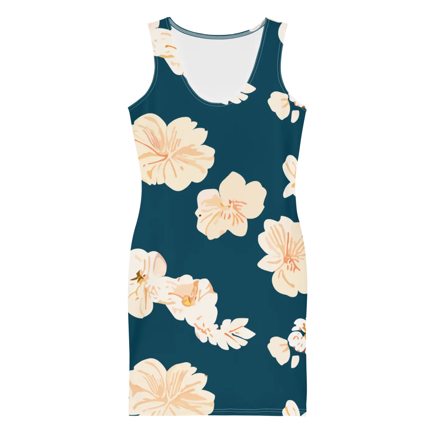 Teal Dress with Large Showy Flowers - Party Ready - DipaliZ