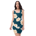 Teal Dress with Large Showy Flowers - Party Ready - DipaliZ