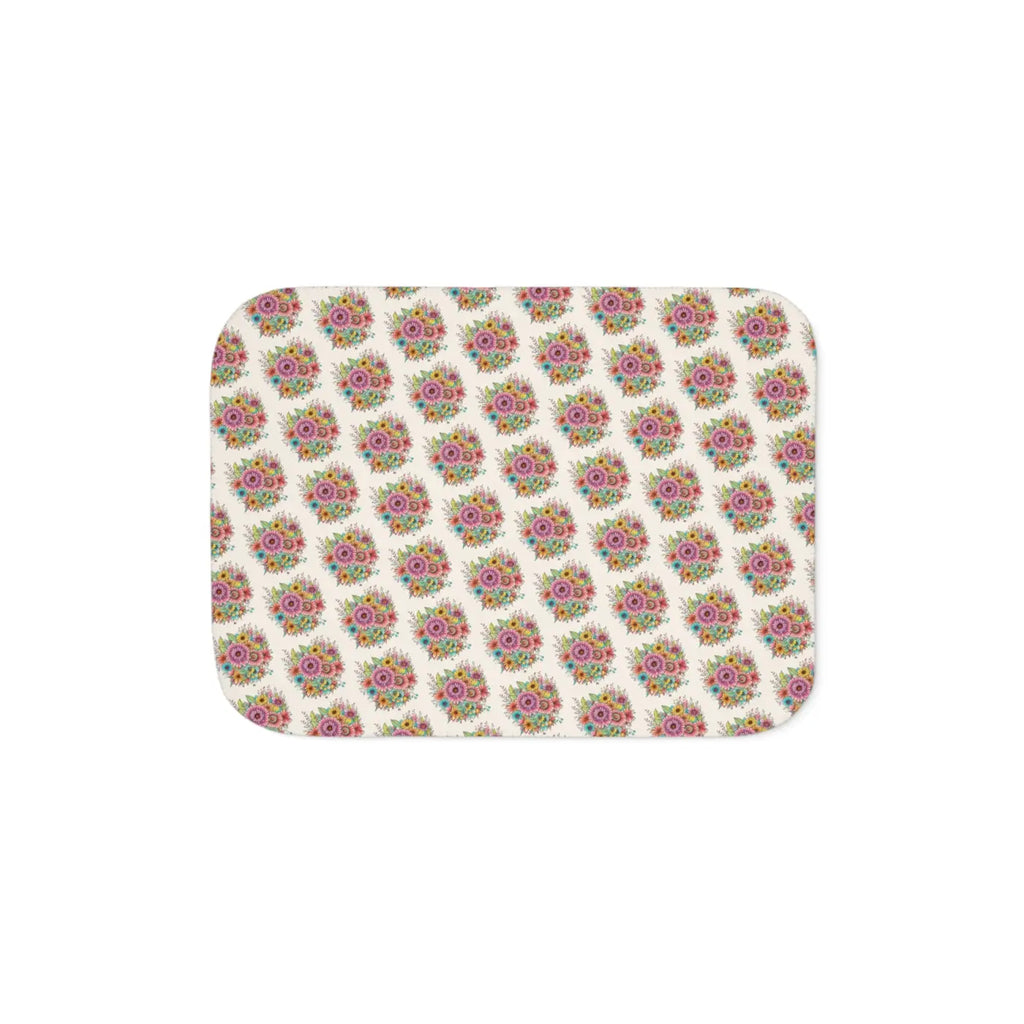 Sherpa Blanket - Large Vibrant Flowers on Peach - DipaliZ