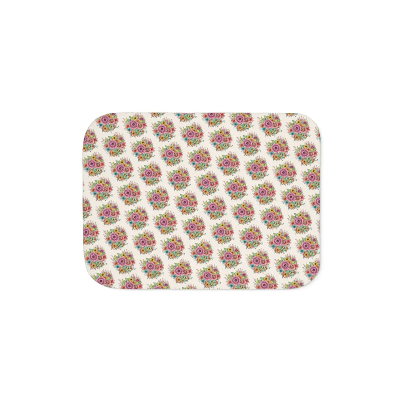 Sherpa Blanket - Large Vibrant Flowers on Peach - DipaliZ