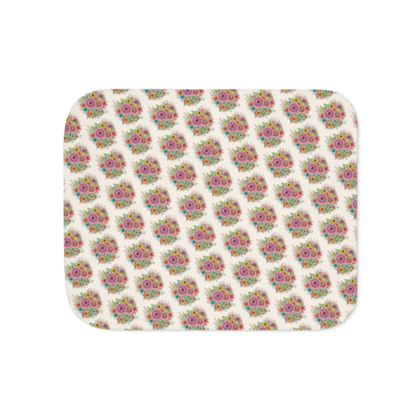 Sherpa Blanket - Large Vibrant Flowers on Peach - DipaliZ