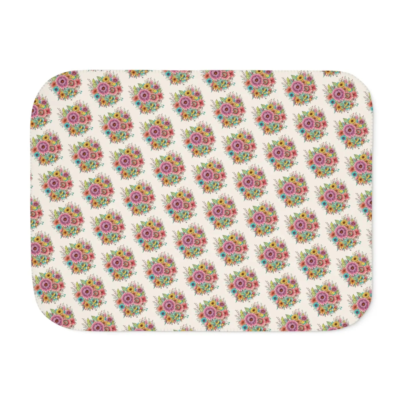 Sherpa Blanket - Large Vibrant Flowers on Peach - DipaliZ