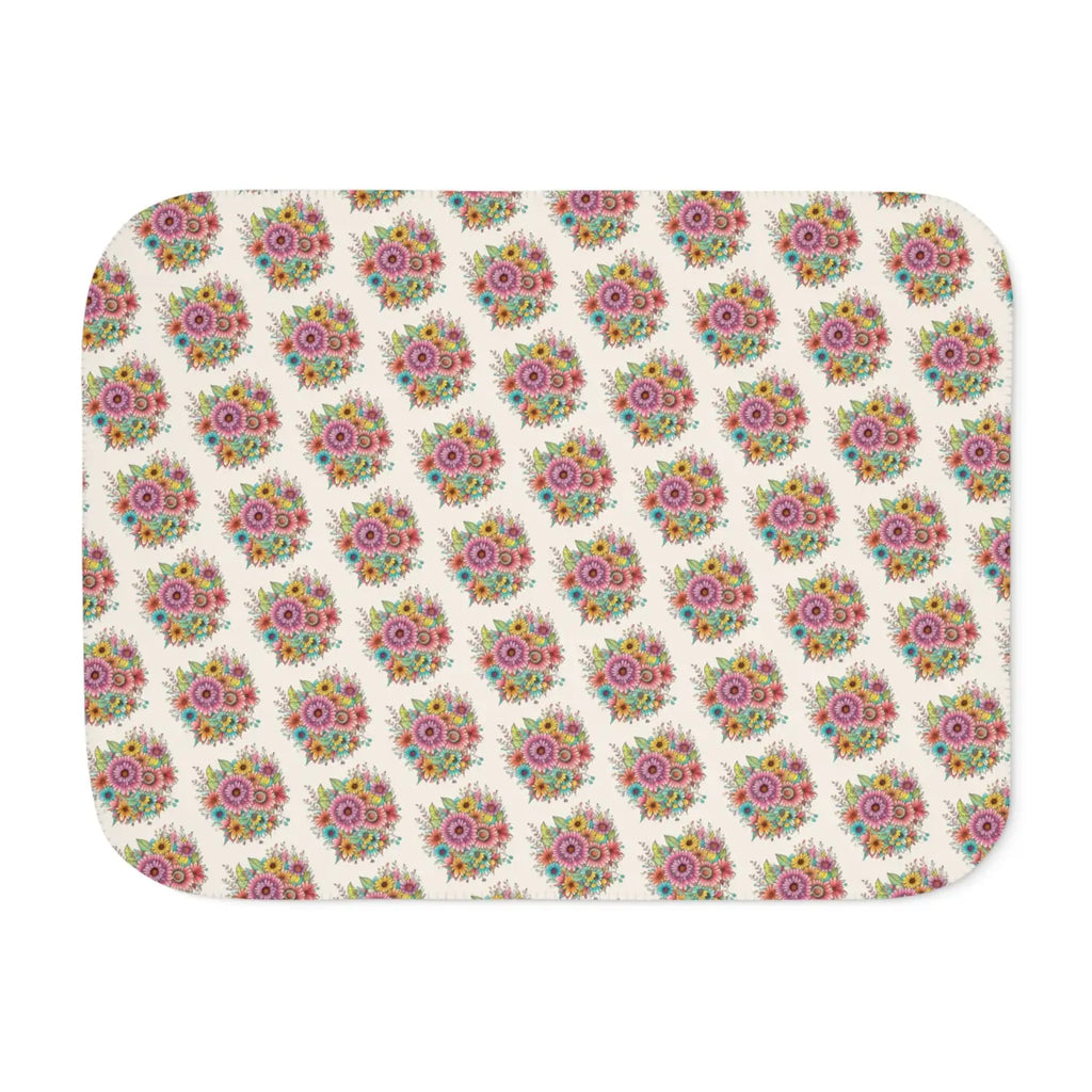 Sherpa Blanket - Large Vibrant Flowers on Peach - DipaliZ