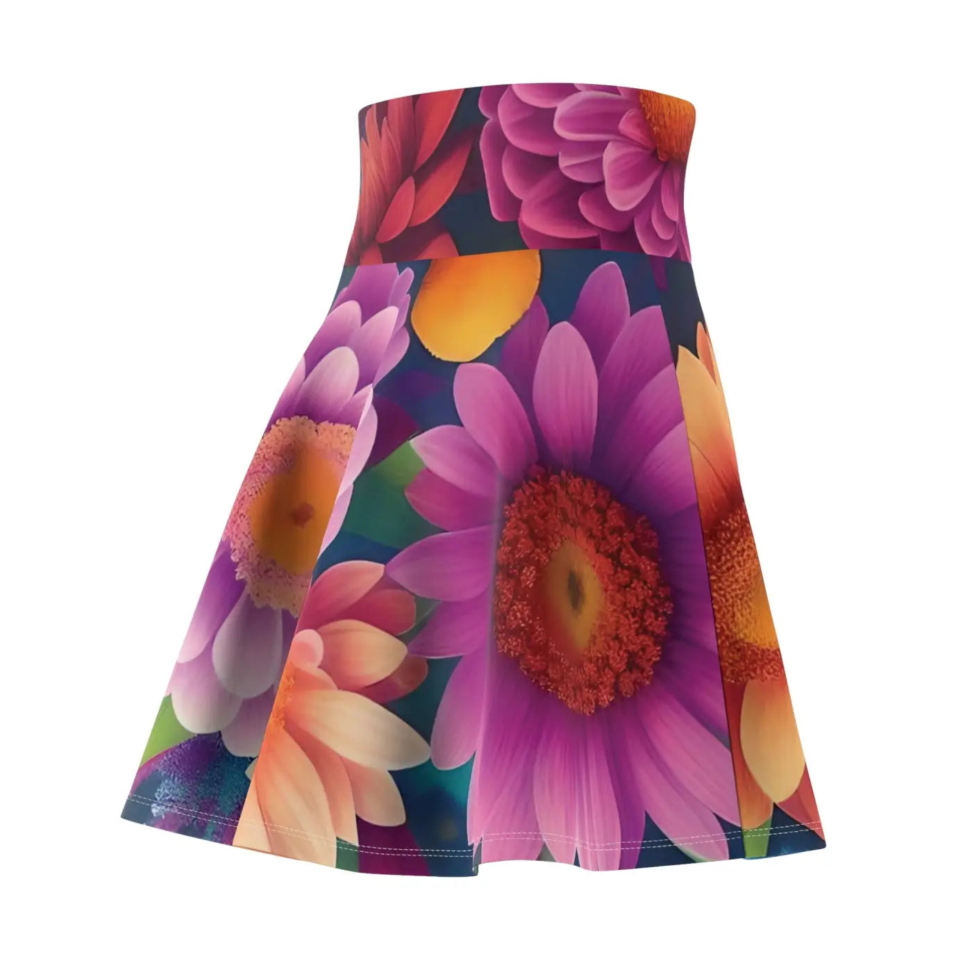 Large Vibrant Flowers Skater Skirt - Women's Dress - DipaliZ