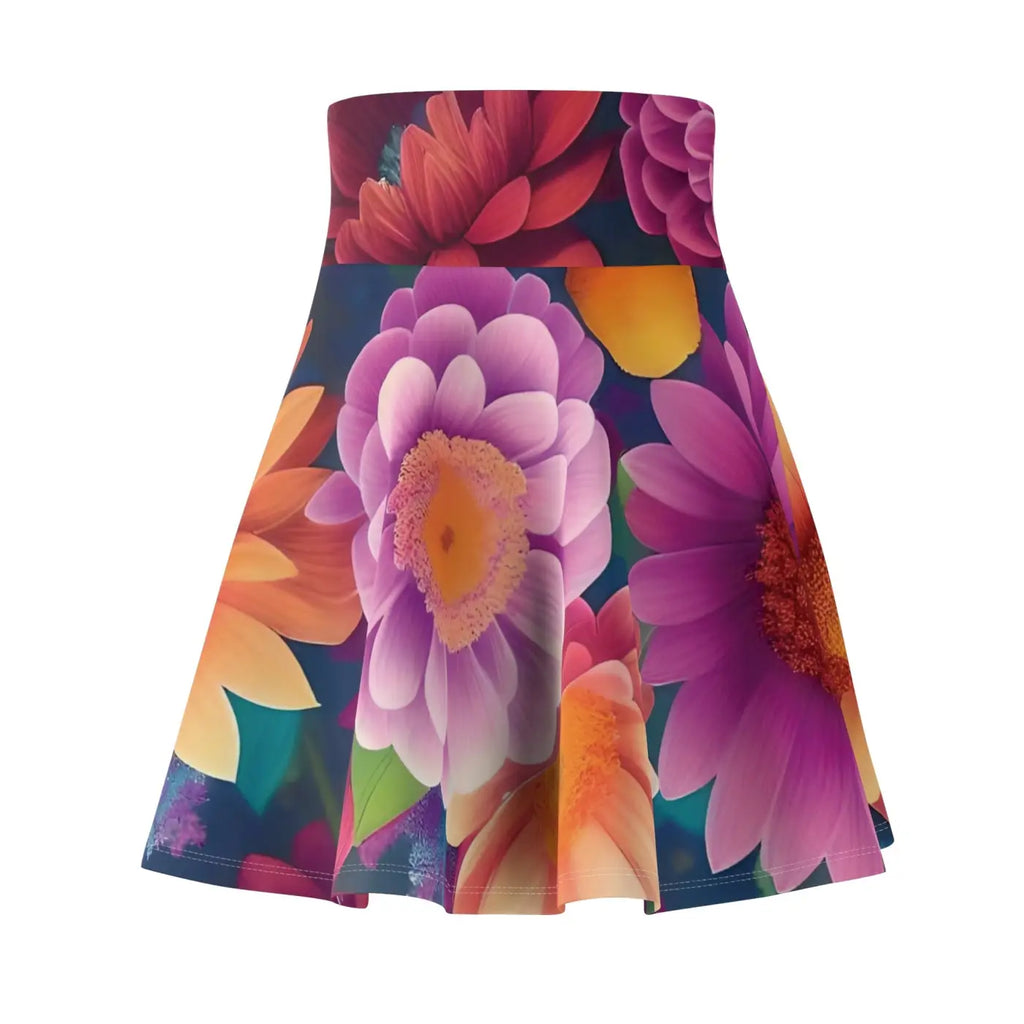 Large Vibrant Flowers Skater Skirt - Women's Dress - DipaliZ