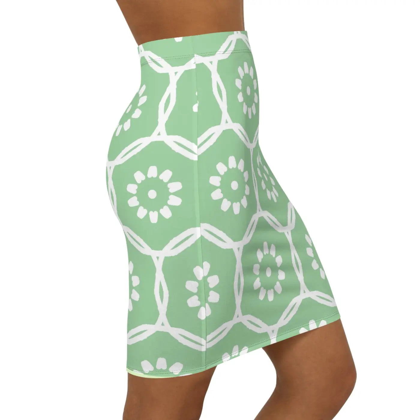 Light Floral Pattern Mini Skirt - Fresh Green Design - DipaliZ