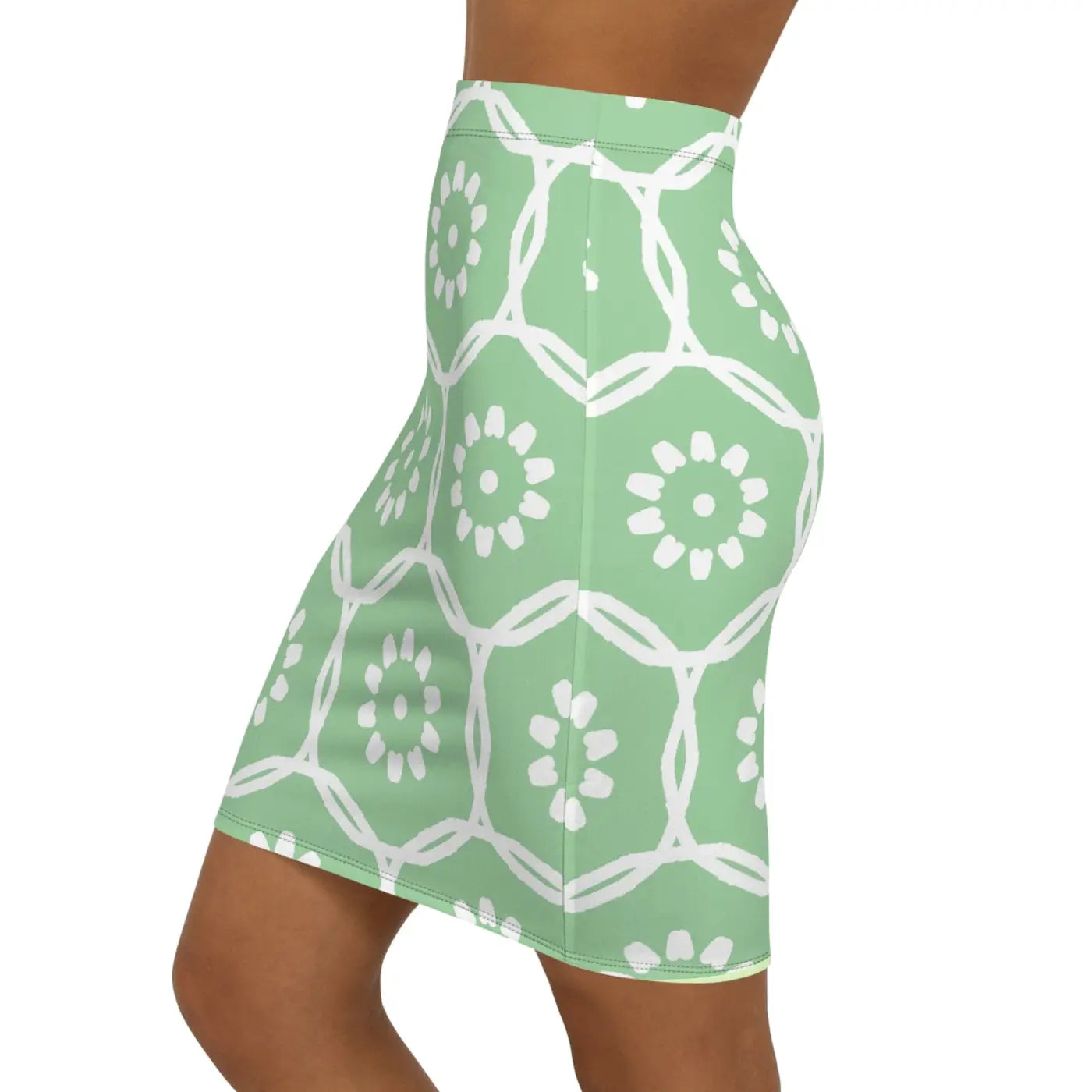 Light Floral Pattern Mini Skirt - Fresh Green Design - DipaliZ