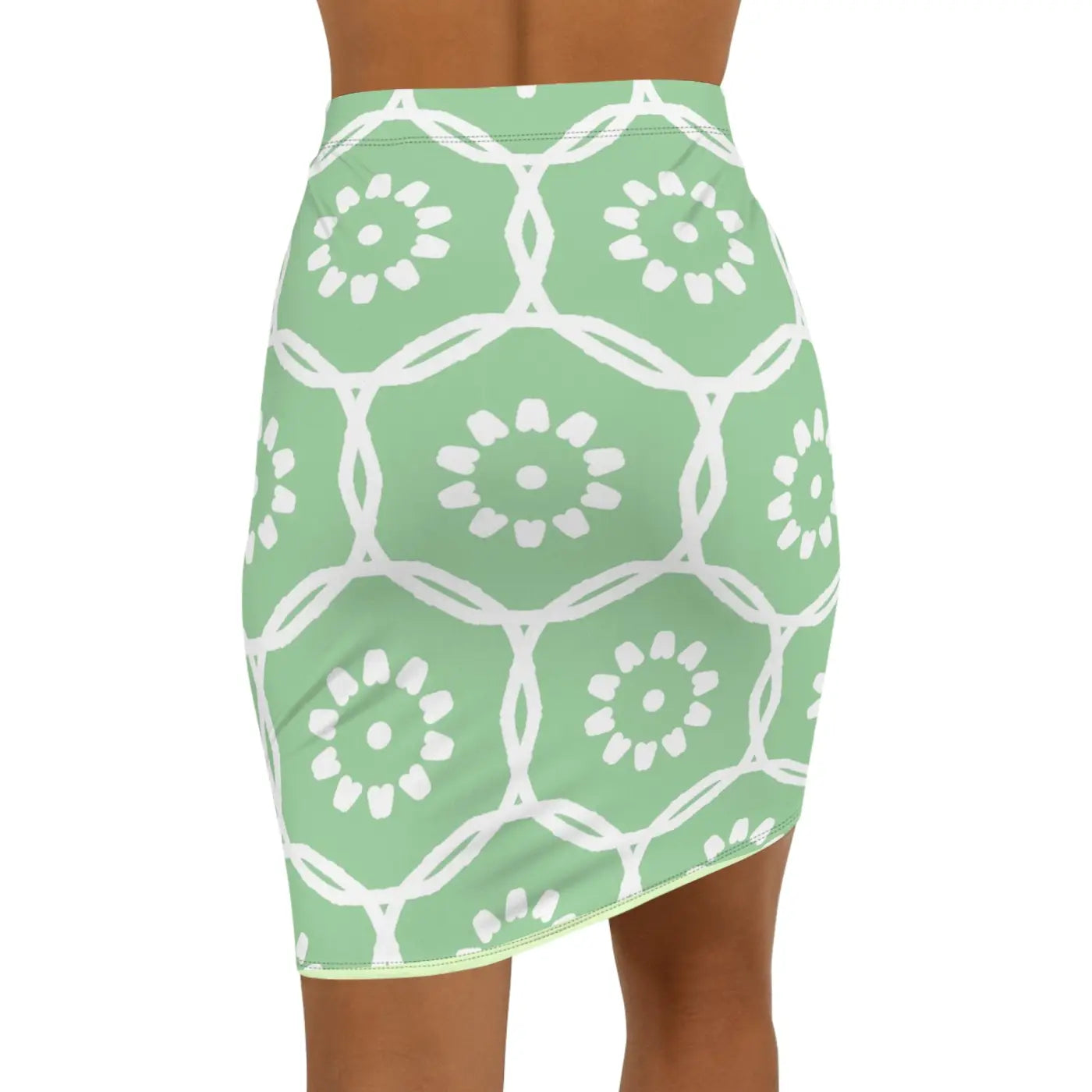 Light Floral Pattern Mini Skirt - Fresh Green Design - DipaliZ