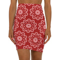 Red Floral Mini Skirt - Light Floral Pattern Design - DipaliZ