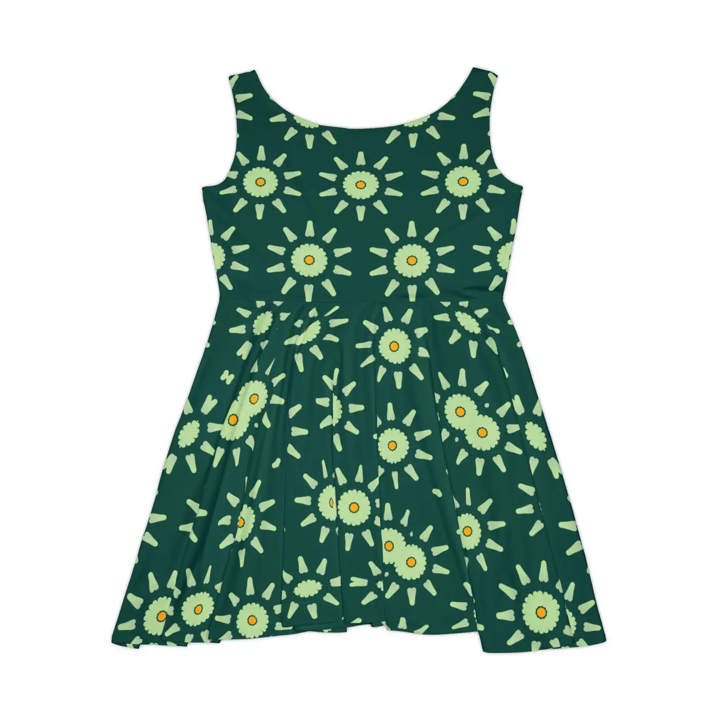Light Green Floral Skater Dress - Nature Inspired - DipaliZ