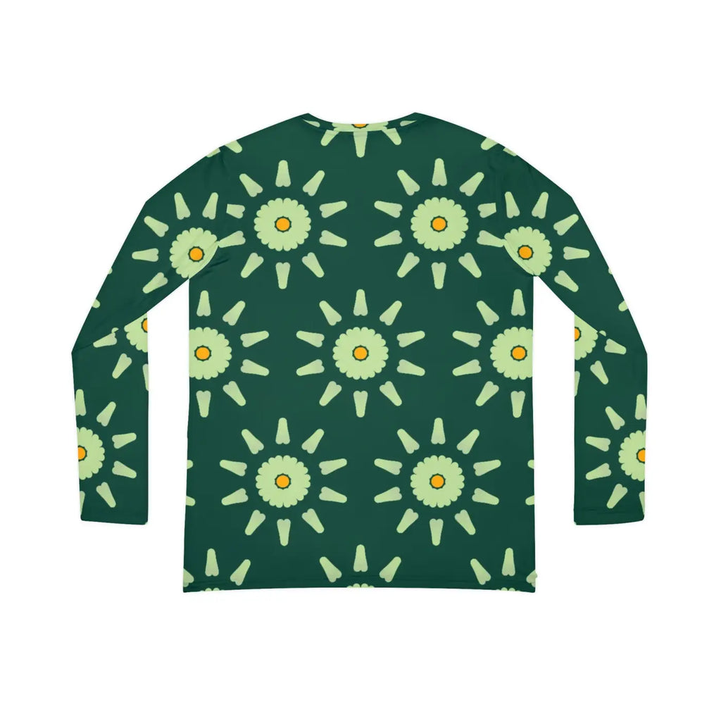 Light Green Pattern Long Sleeve V Neck Tee - Women's - DipaliZ