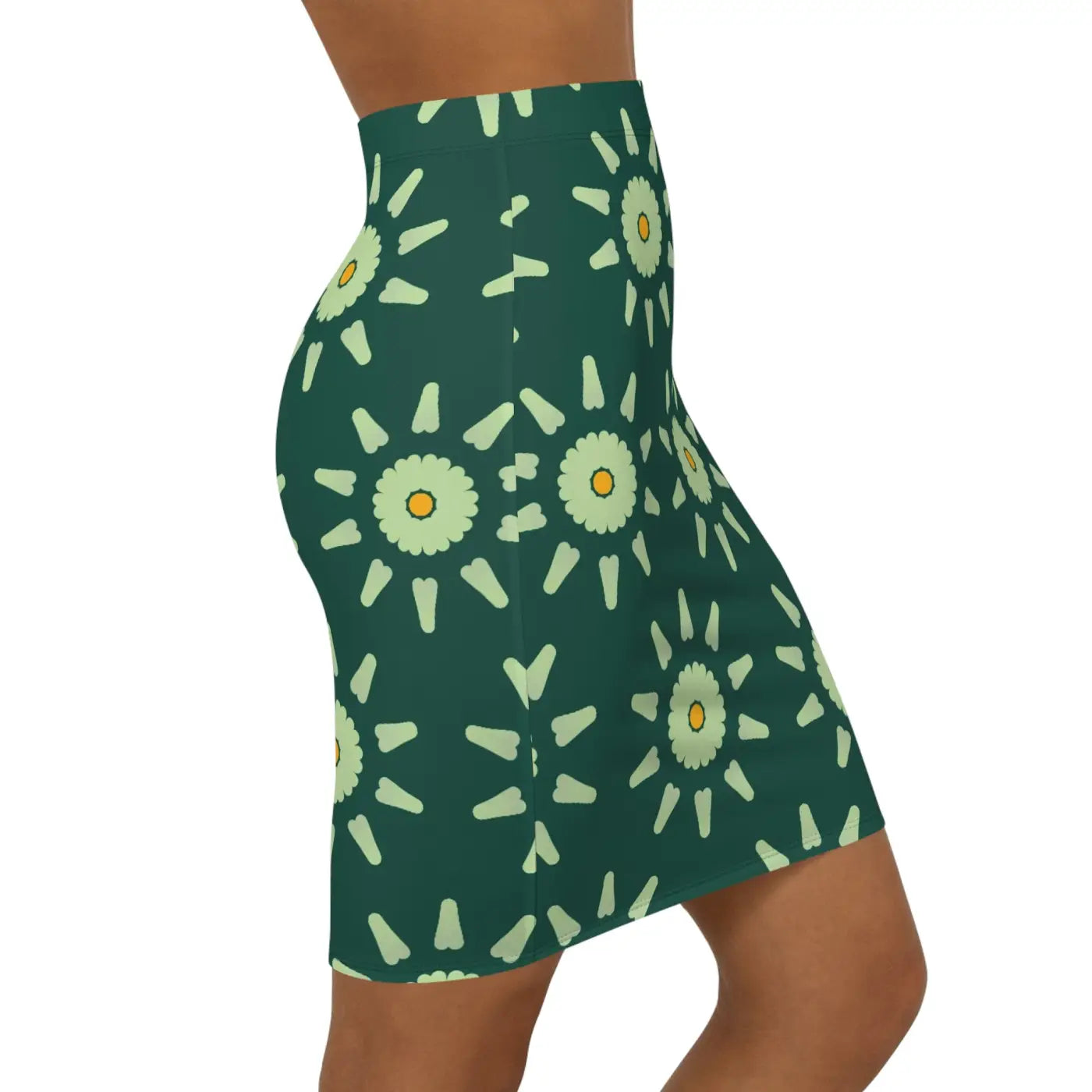 Light Green Pattern Mini Skirt - Stretchy Comfort Fit - DipaliZ