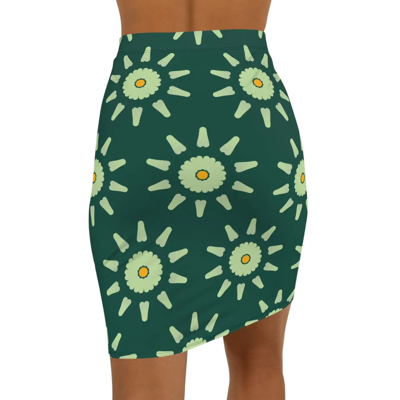 Light Green Pattern Mini Skirt - Stretchy Comfort Fit - DipaliZ