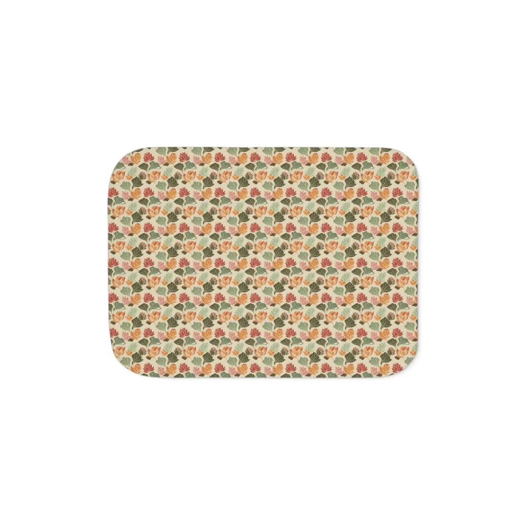 Sherpa Blanket - Lotus Flowers on Cyan Two Colors - DipaliZ