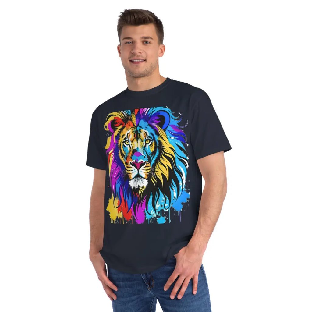 Organic Unisex Classic T Shirt - Majestic Lion Design - DipaliZ
