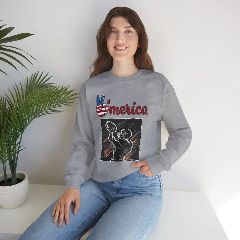 Football Crewneck Sweatshirt - Man Playing American - DipaliZ