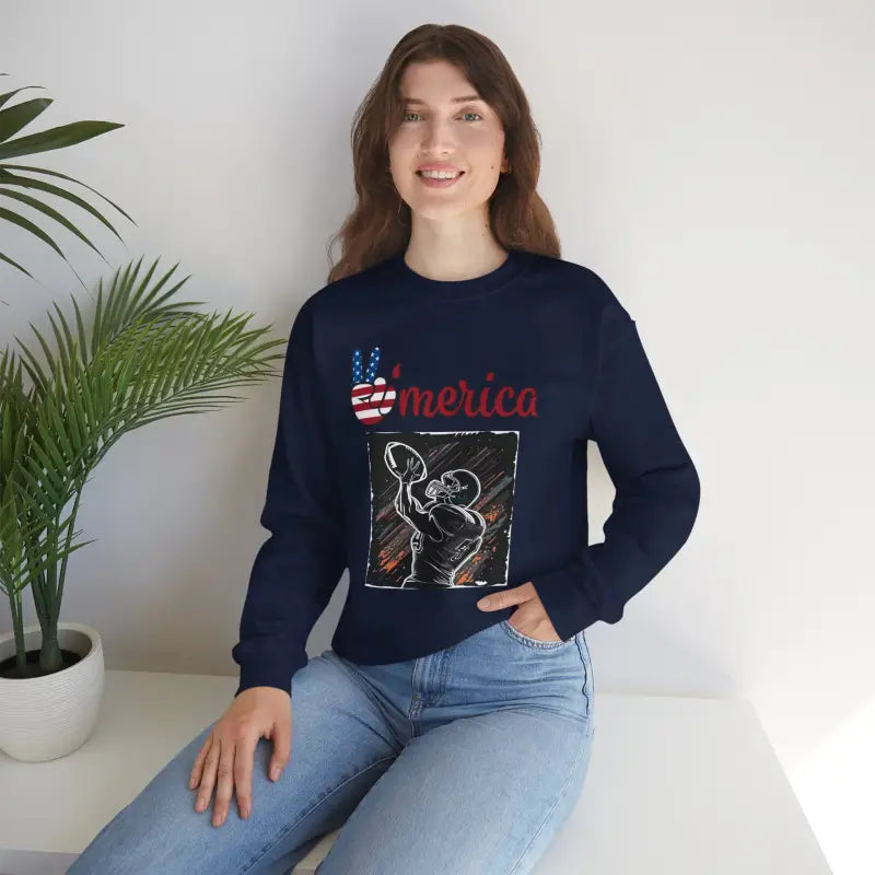 Football Crewneck Sweatshirt - Man Playing American - DipaliZ