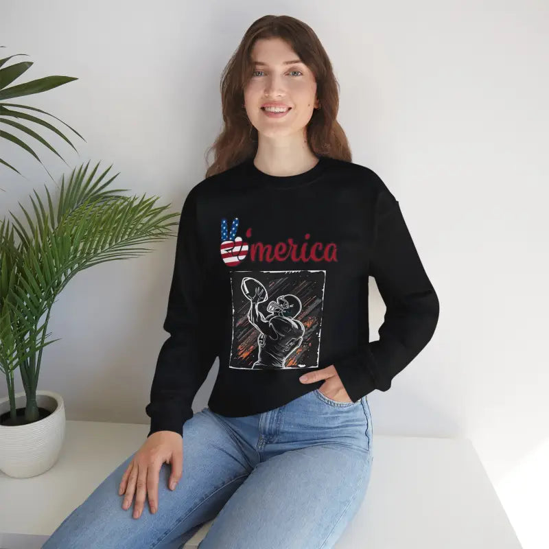 Football Crewneck Sweatshirt - Man Playing American - DipaliZ