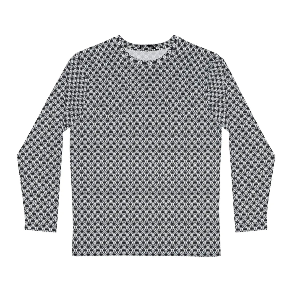 Long Sleeve AOP Tee - Monochrome Geometric Pattern - DipaliZ