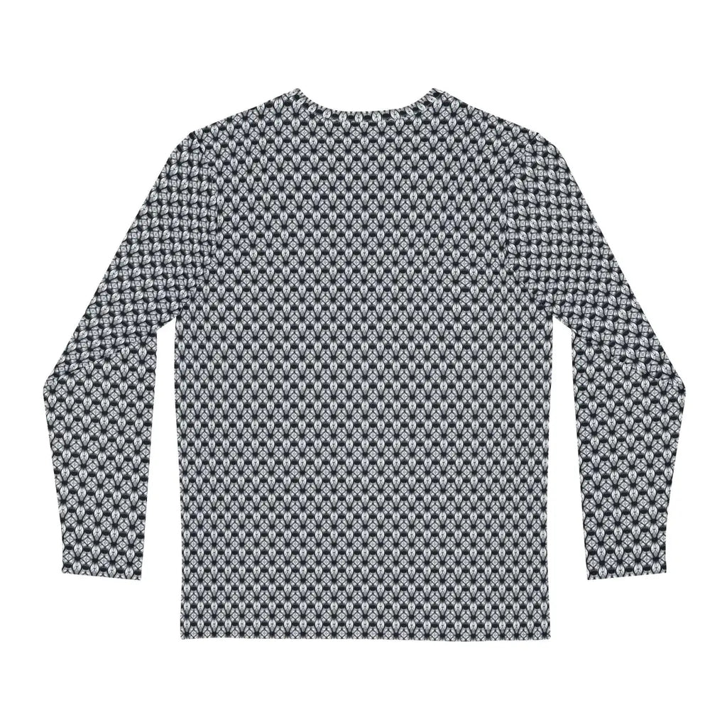 Long Sleeve AOP Tee - Monochrome Geometric Pattern - DipaliZ