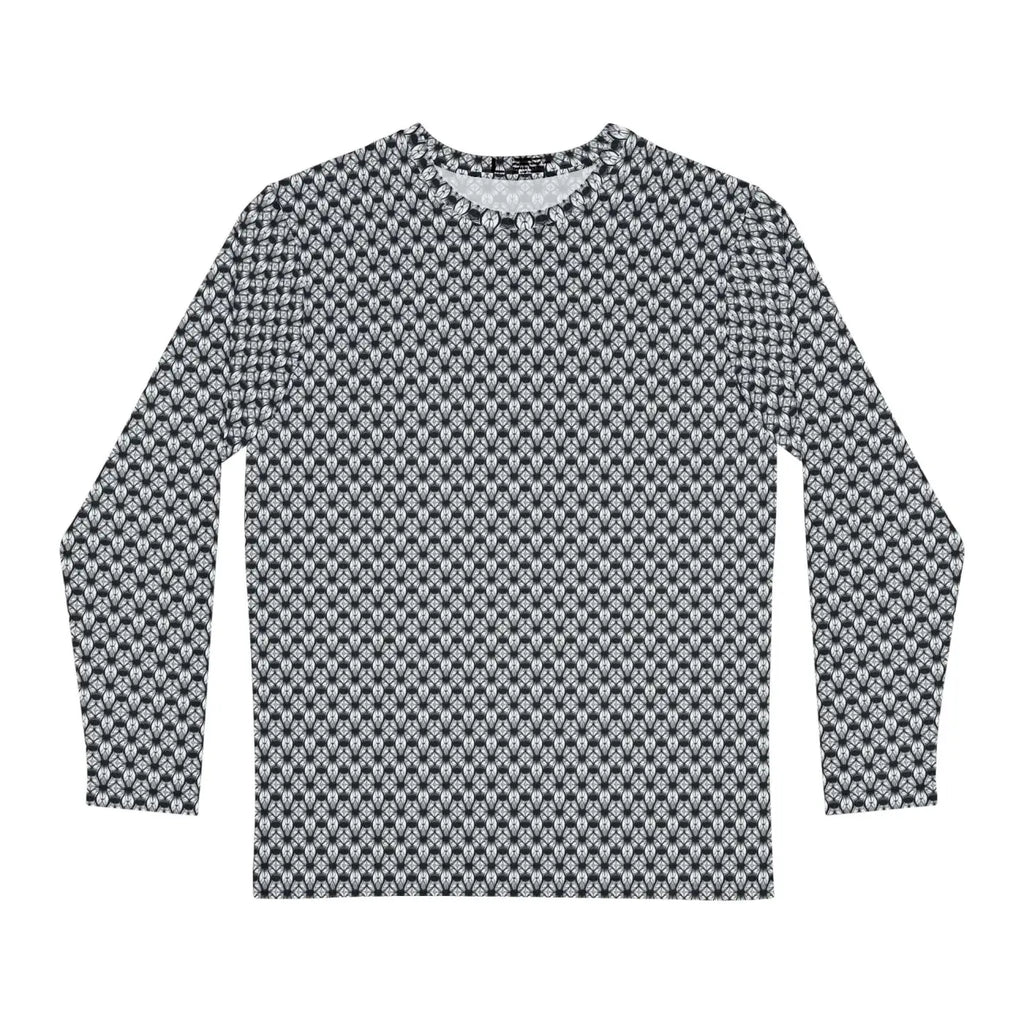 Long Sleeve AOP Tee - Monochrome Geometric Pattern - DipaliZ
