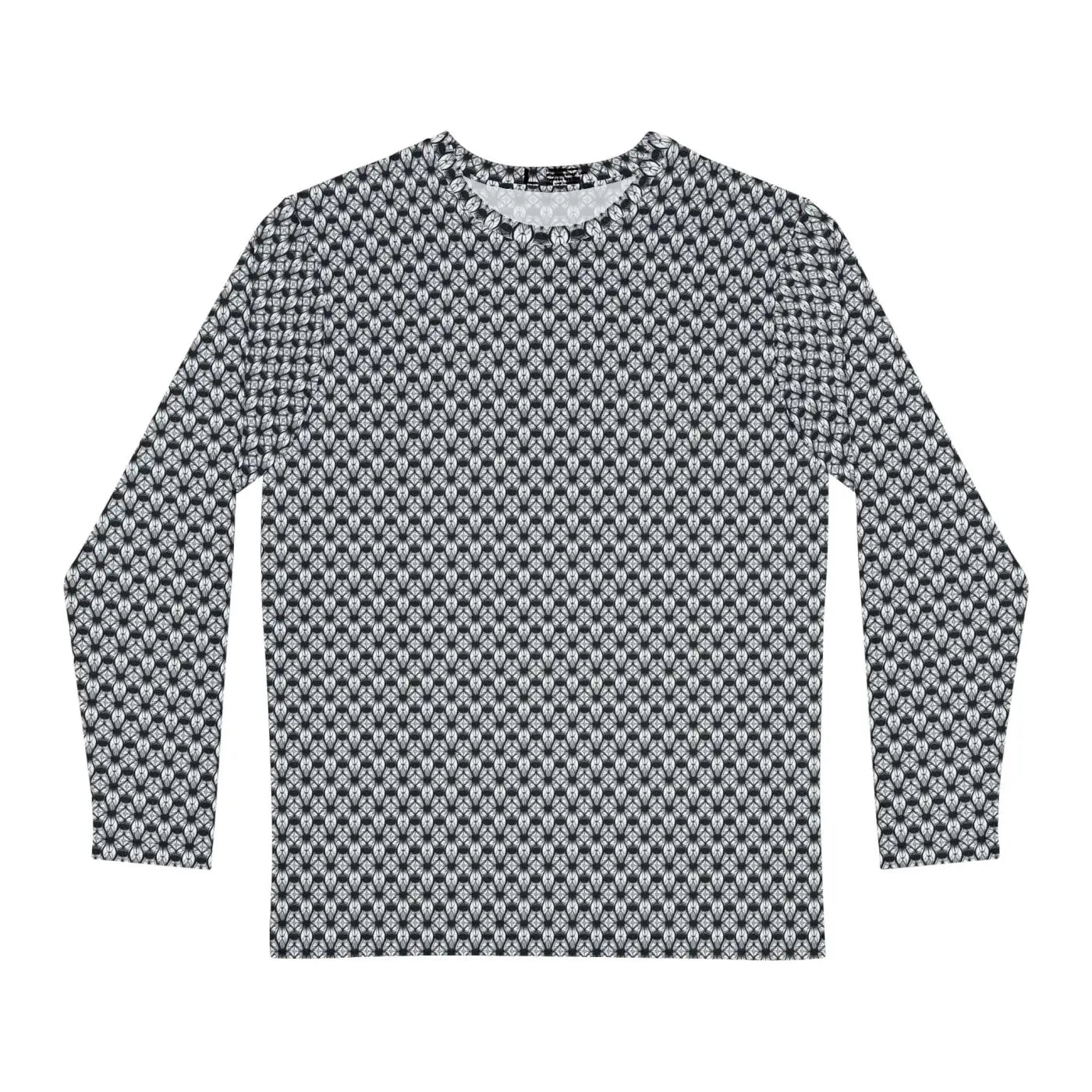 Long Sleeve AOP Tee - Monochrome Geometric Pattern - DipaliZ