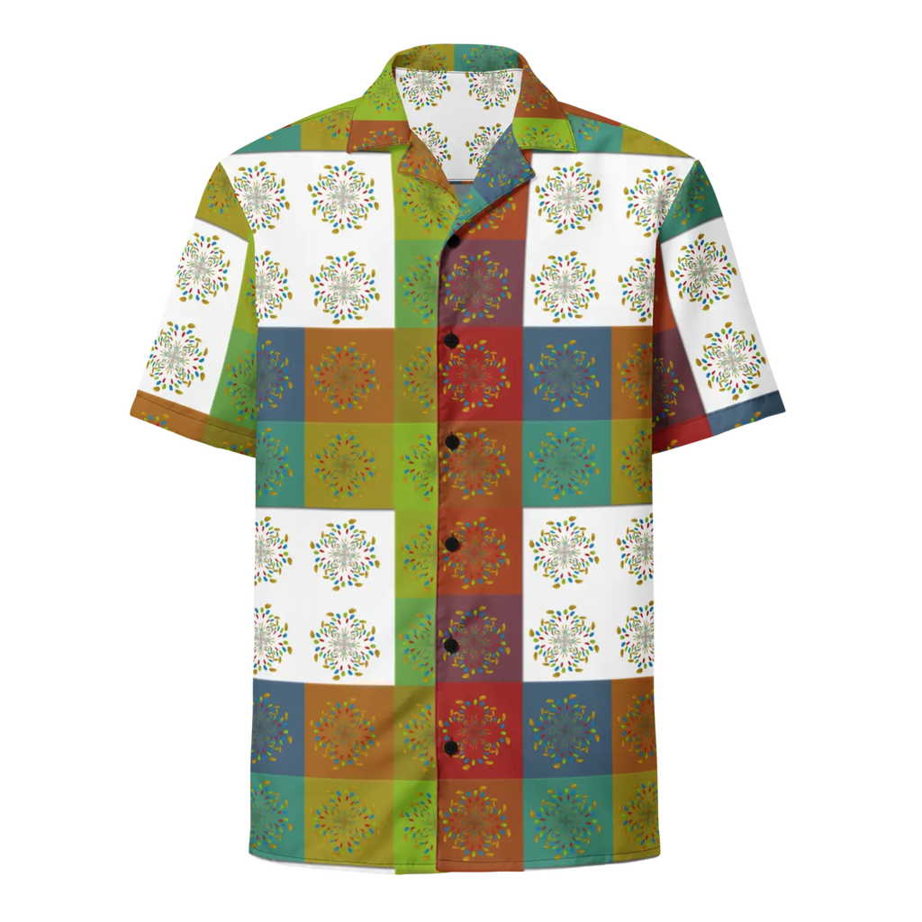Unisex Button Shirt - Multicolored Geometrical Pattern - DipaliZ