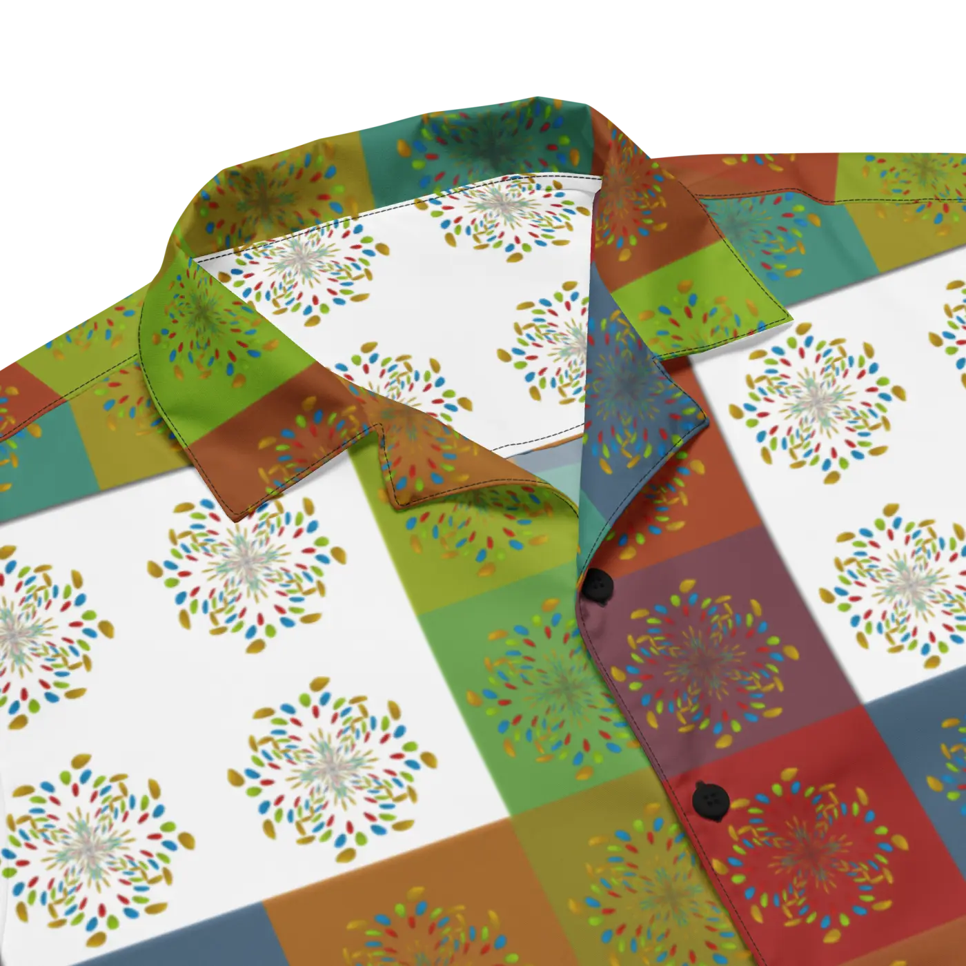 Unisex Button Shirt - Multicolored Geometrical Pattern - DipaliZ