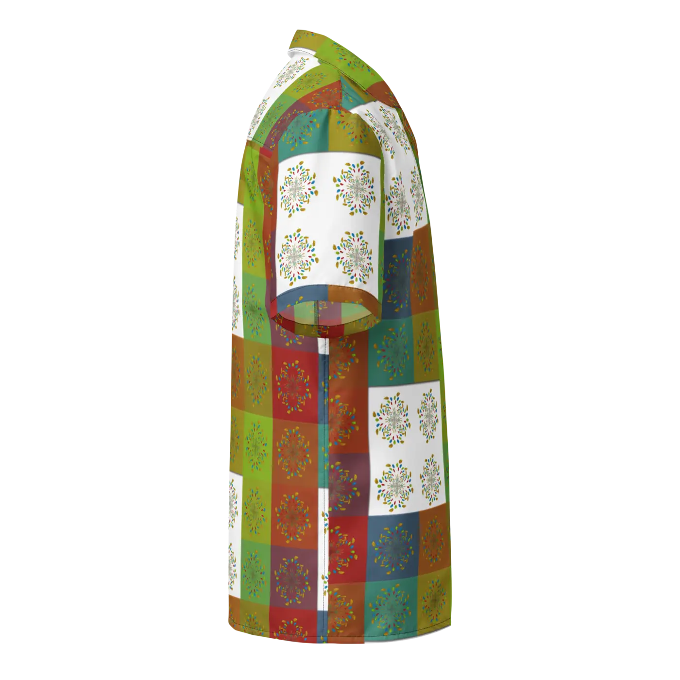 Unisex Button Shirt - Multicolored Geometrical Pattern - DipaliZ