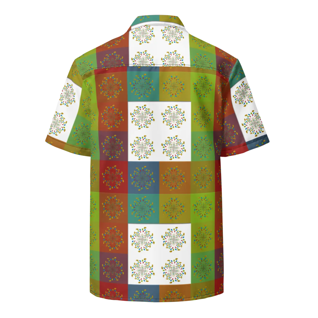 Unisex Button Shirt - Multicolored Geometrical Pattern - DipaliZ