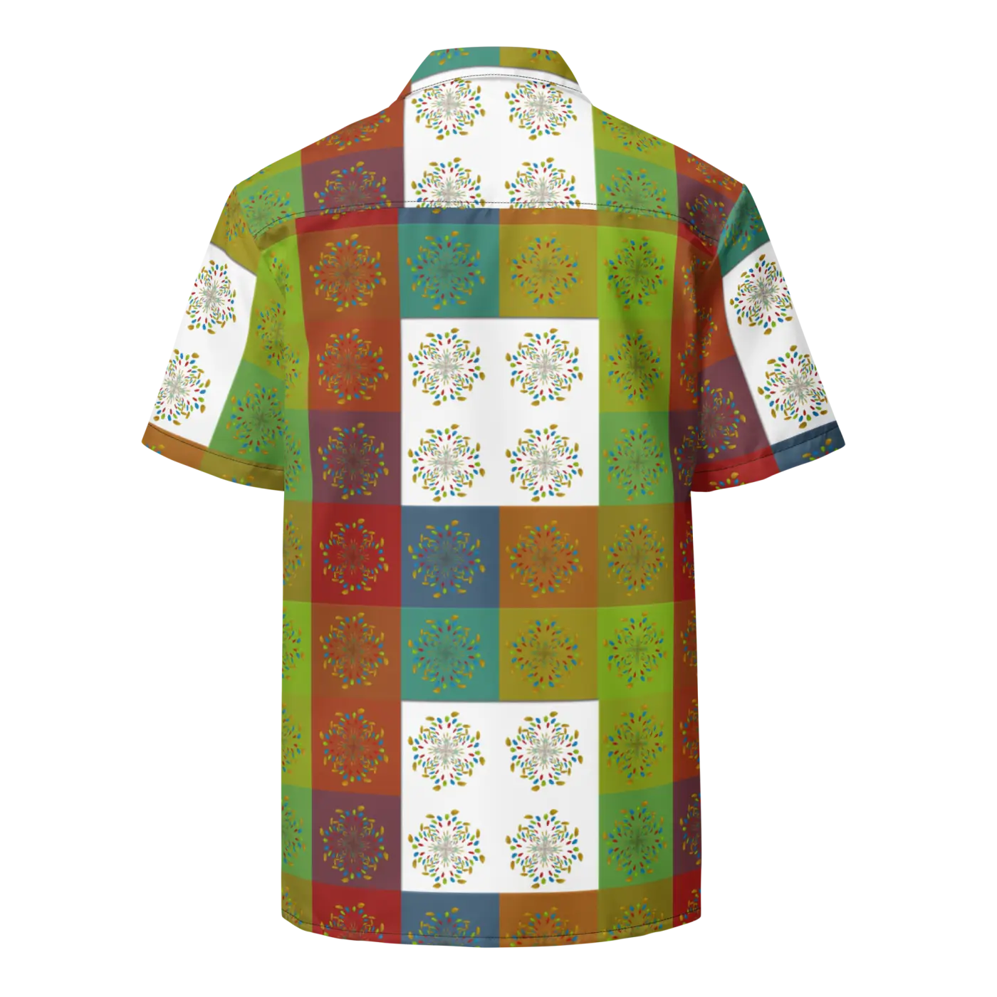 Unisex Button Shirt - Multicolored Geometrical Pattern - DipaliZ