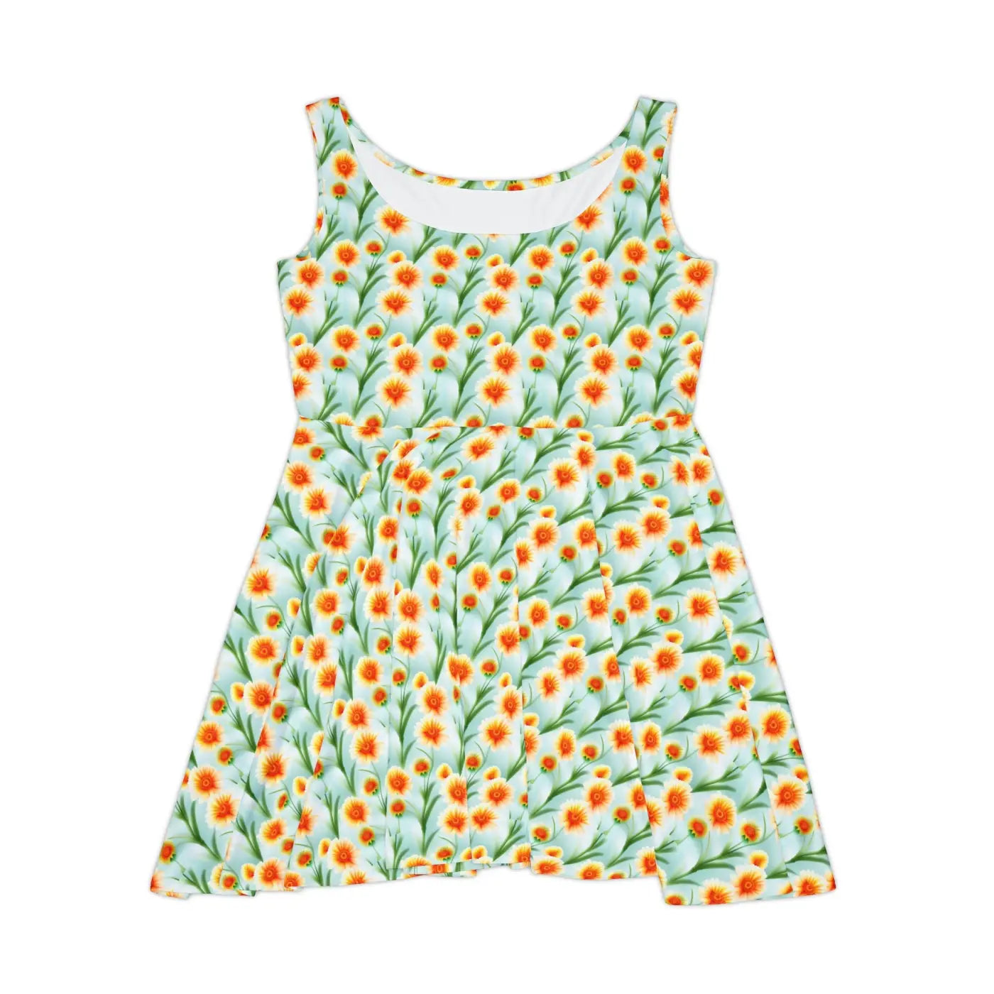 Skater Dress - Orange Flower Pattern - DipaliZ
