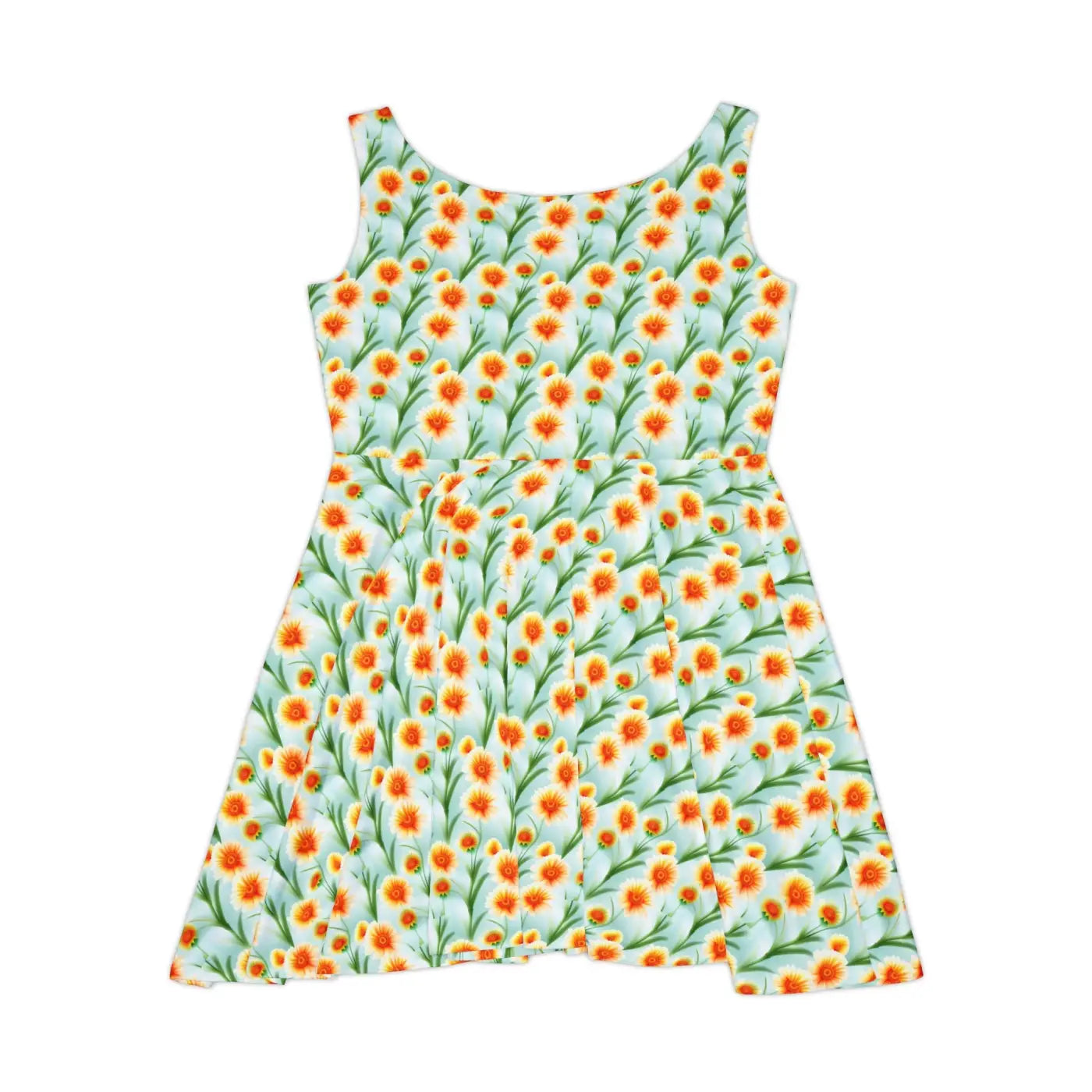 Skater Dress - Orange Flower Pattern - DipaliZ