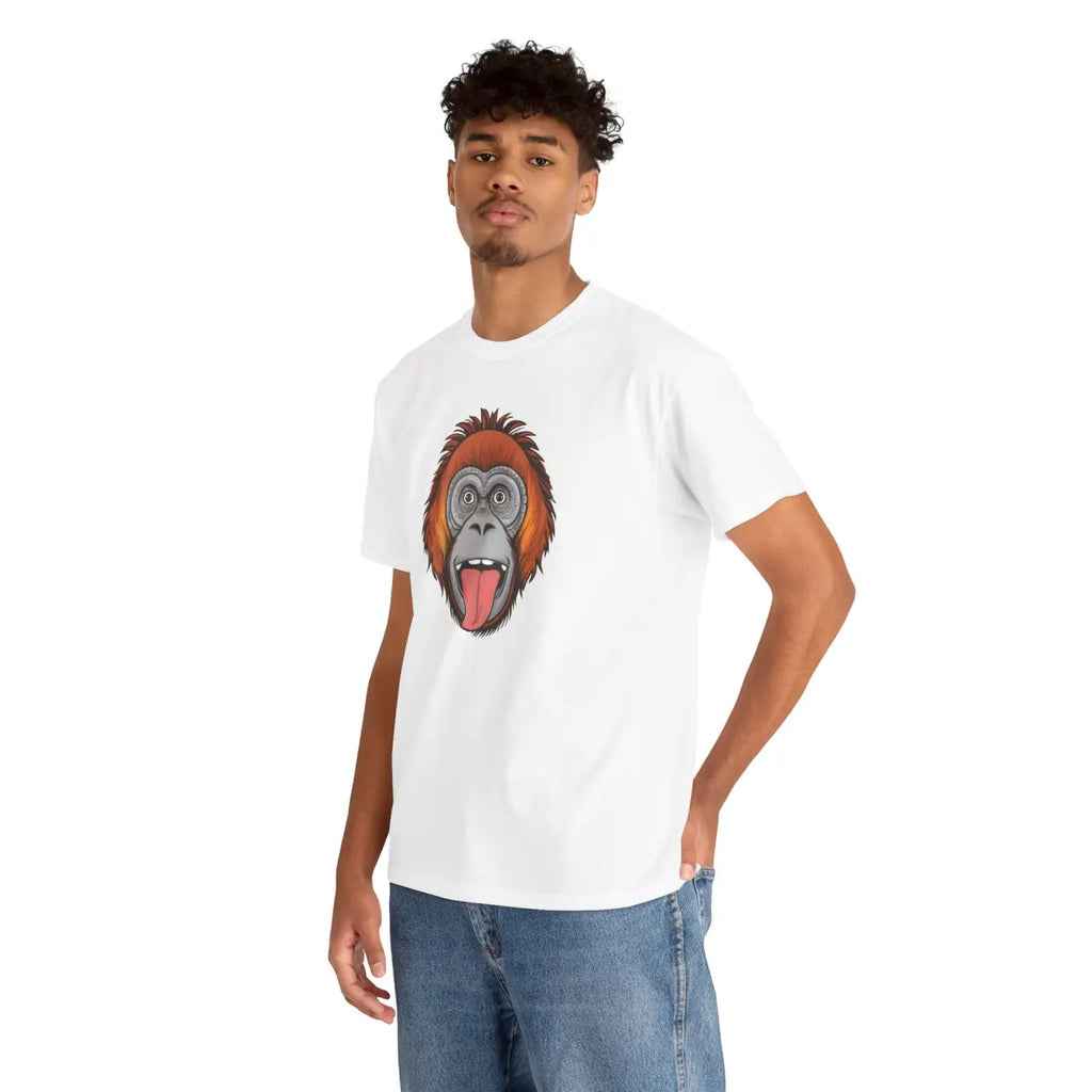 Orangutan's Face Cotton Tee - Unisex Deluxe Fit - DipaliZ