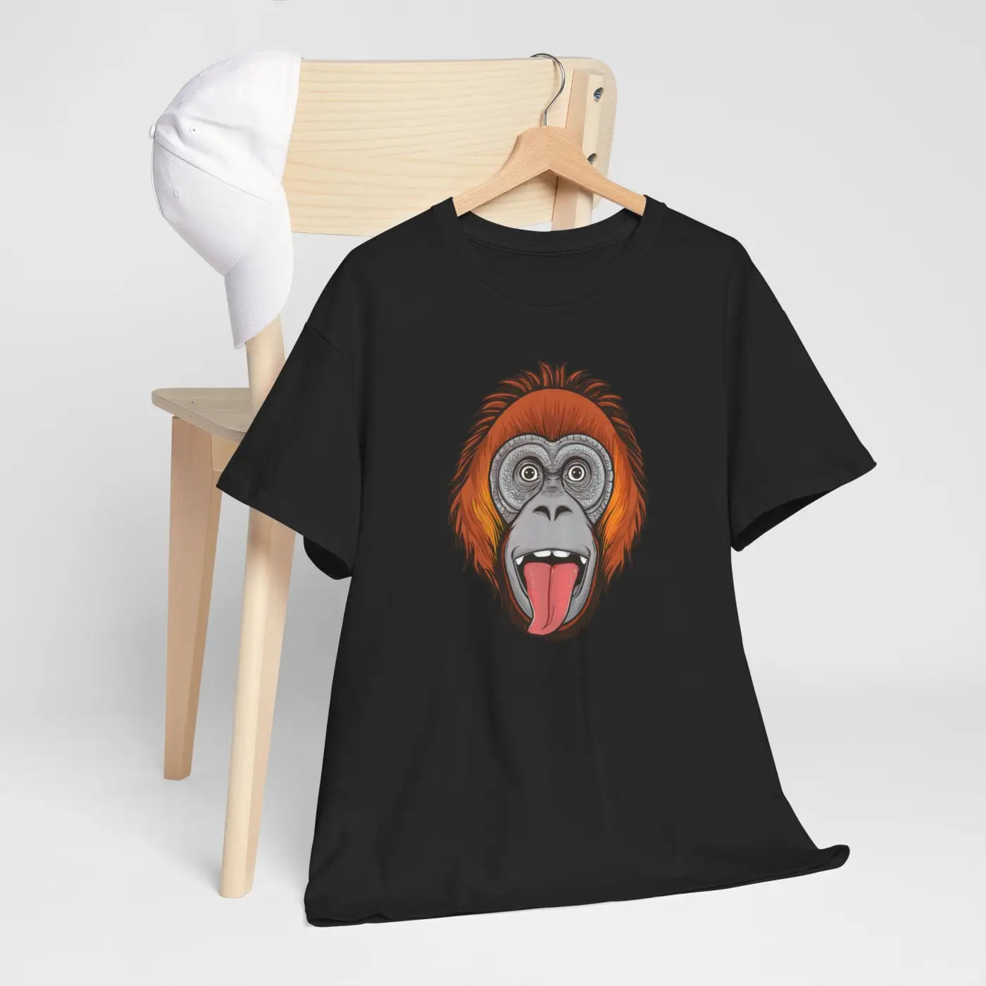 Orangutan's Face Cotton Tee - Unisex Deluxe Fit - DipaliZ