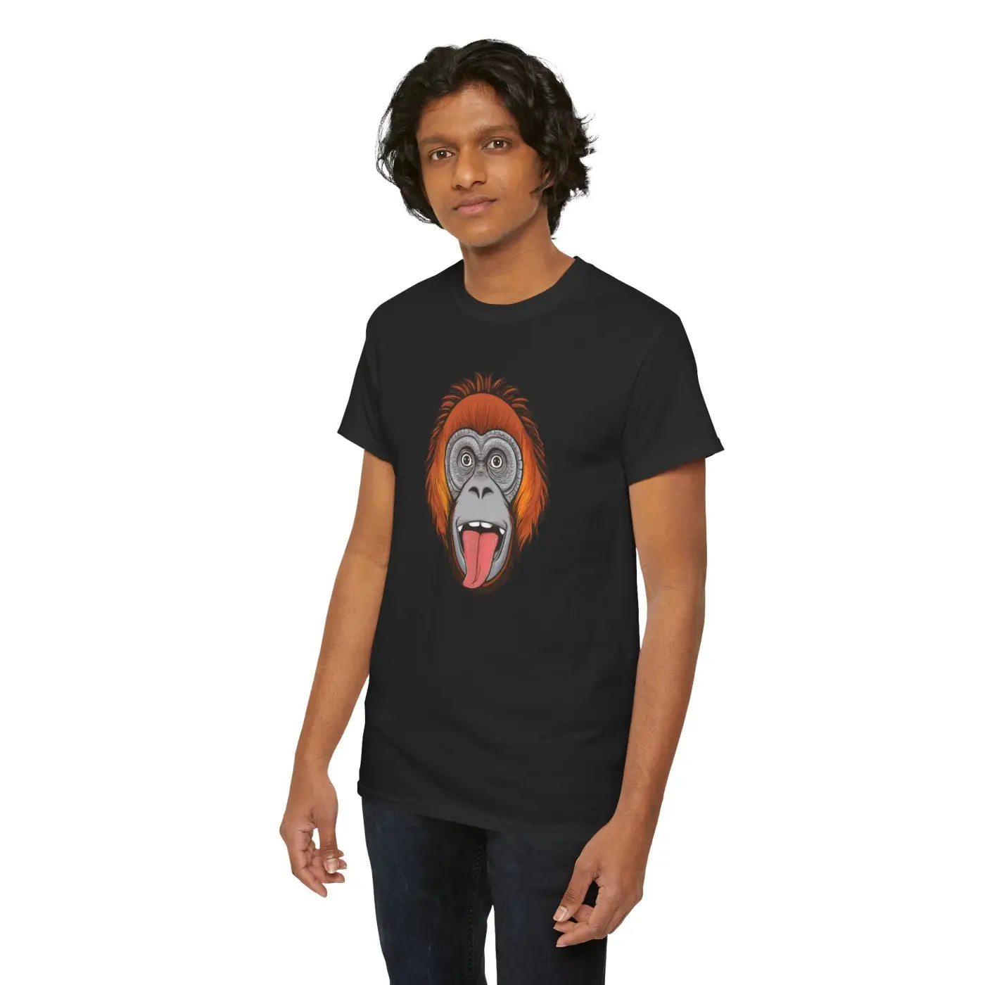 Orangutan's Face Cotton Tee - Unisex Deluxe Fit - DipaliZ