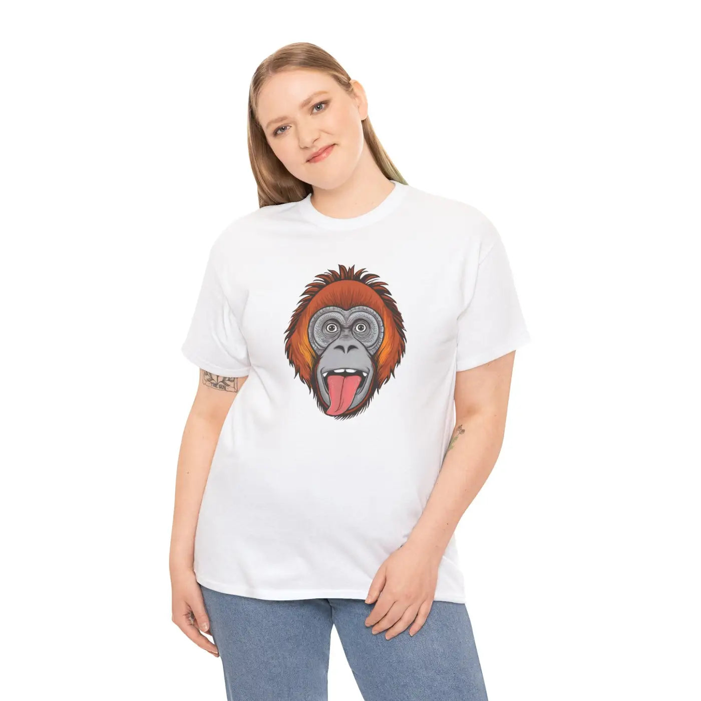 Orangutan's Face Cotton Tee - Unisex Deluxe Fit - DipaliZ