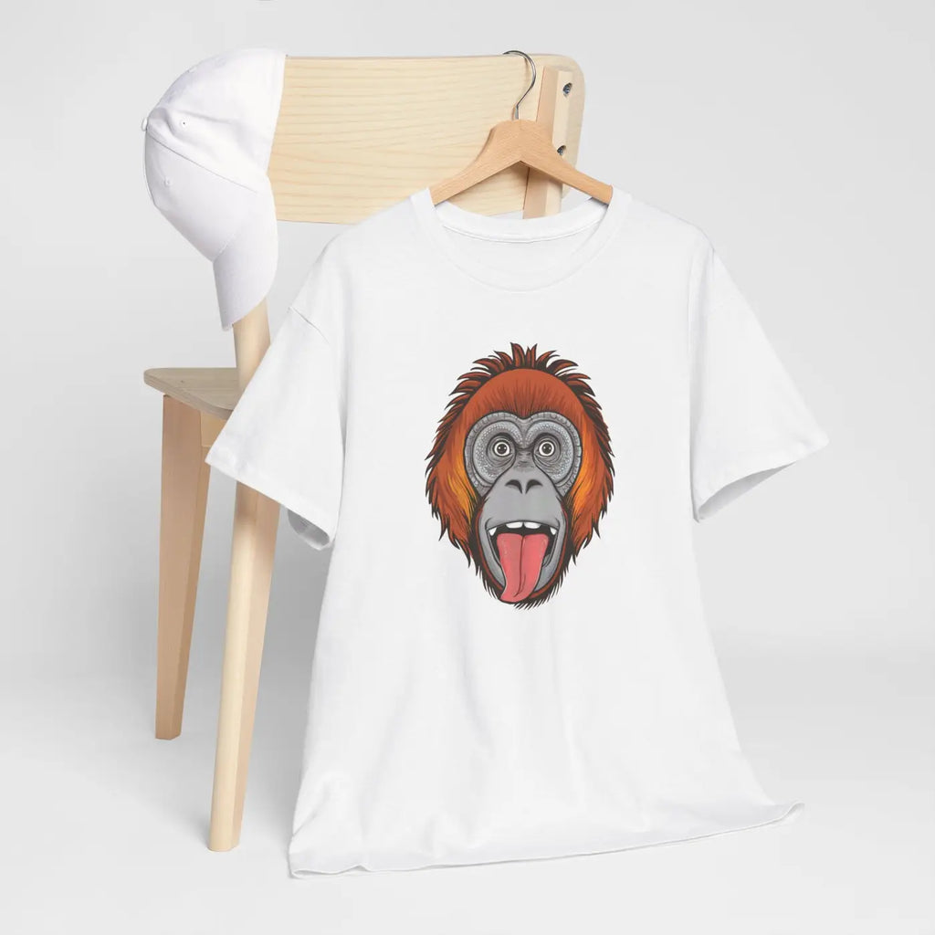 Orangutan's Face Cotton Tee - Unisex Deluxe Fit - DipaliZ