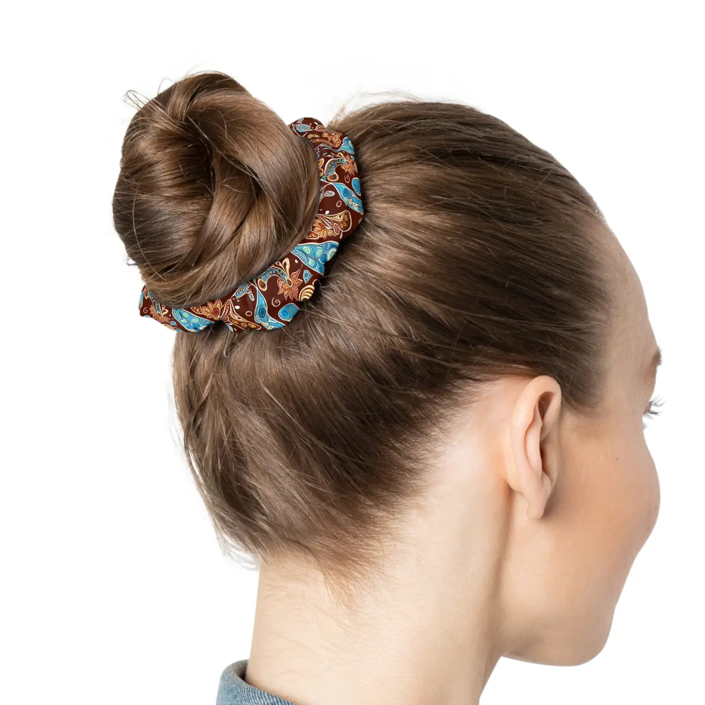 Custom Paisley Brown Scrunchie - Stylish Hair Accessories - DipaliZ