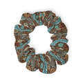 Stylish Hair Scrunchie - Paisley Brown and Blue Jersey - DipaliZ