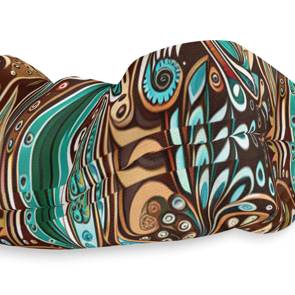 Stylish Hair Scrunchie - Paisley Brown and Blue Jersey - DipaliZ