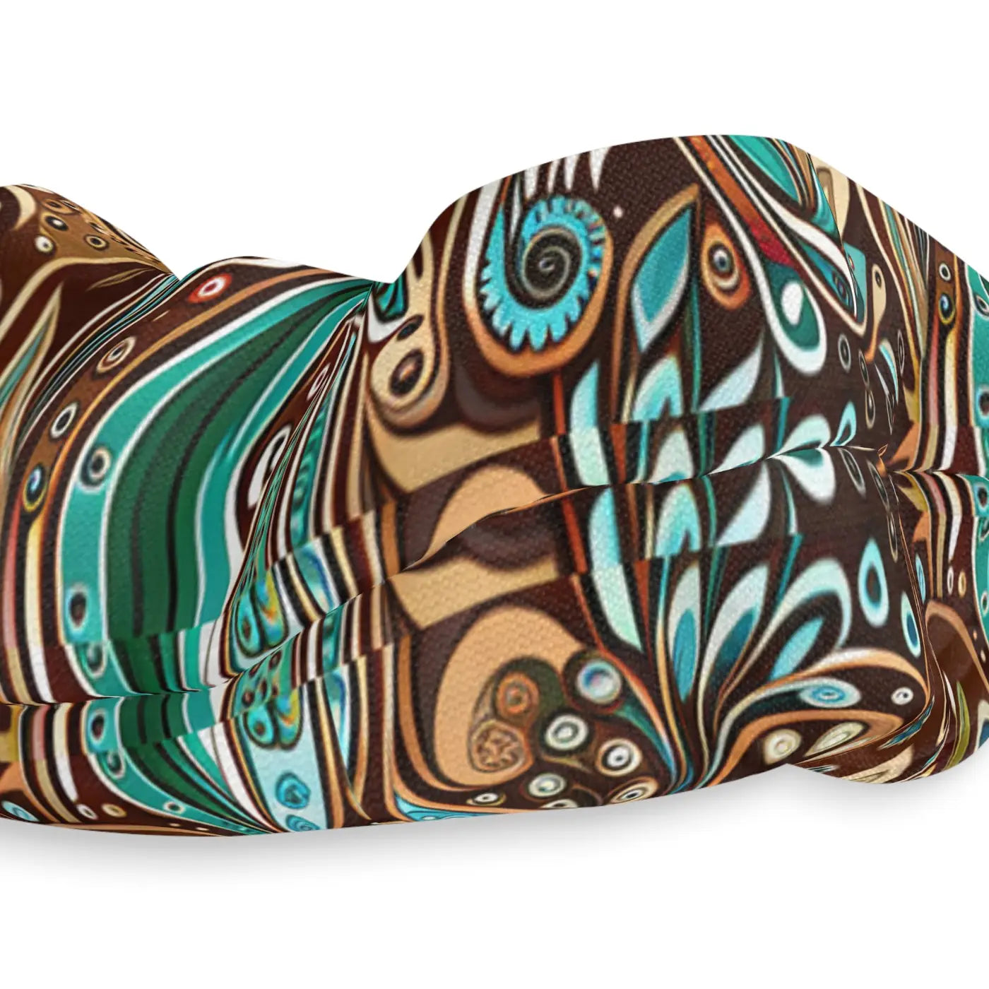 Stylish Hair Scrunchie - Paisley Brown and Blue Jersey - DipaliZ