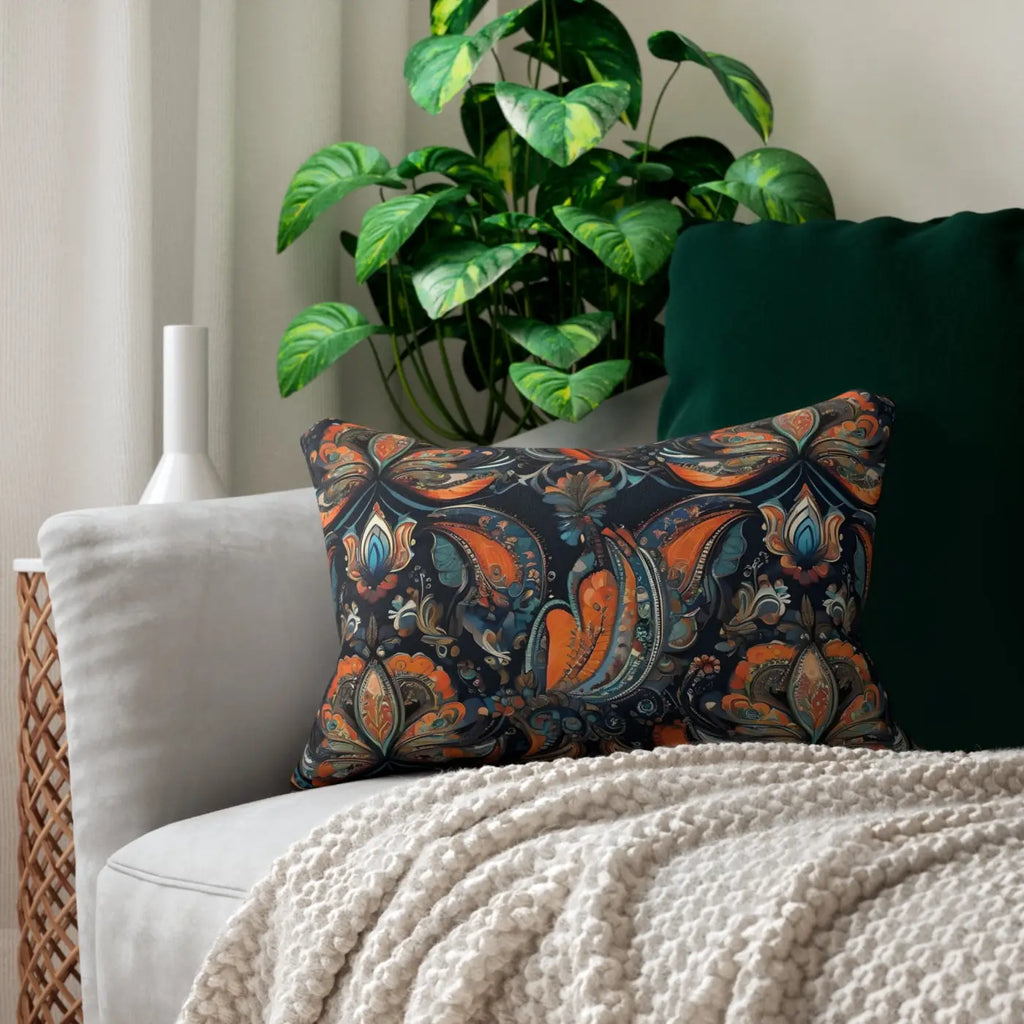 Paisley Spun Polyester Lumbar Pillow - Home Decor Essential - DipaliZ
