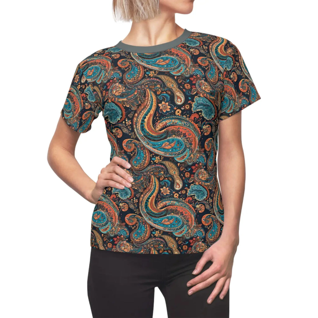 Paisley Pattern Tee - Polyester Women's Shirt - DipaliZ