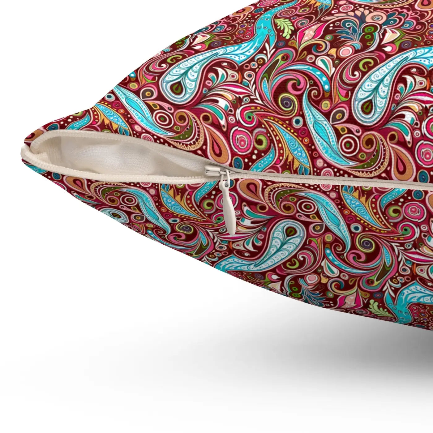 Paisley Pink Polyester Square Pillow - Bold Modern Decor - DipaliZ