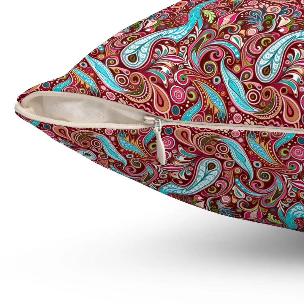 Paisley Pink Polyester Square Pillow - Bold Modern Decor - DipaliZ