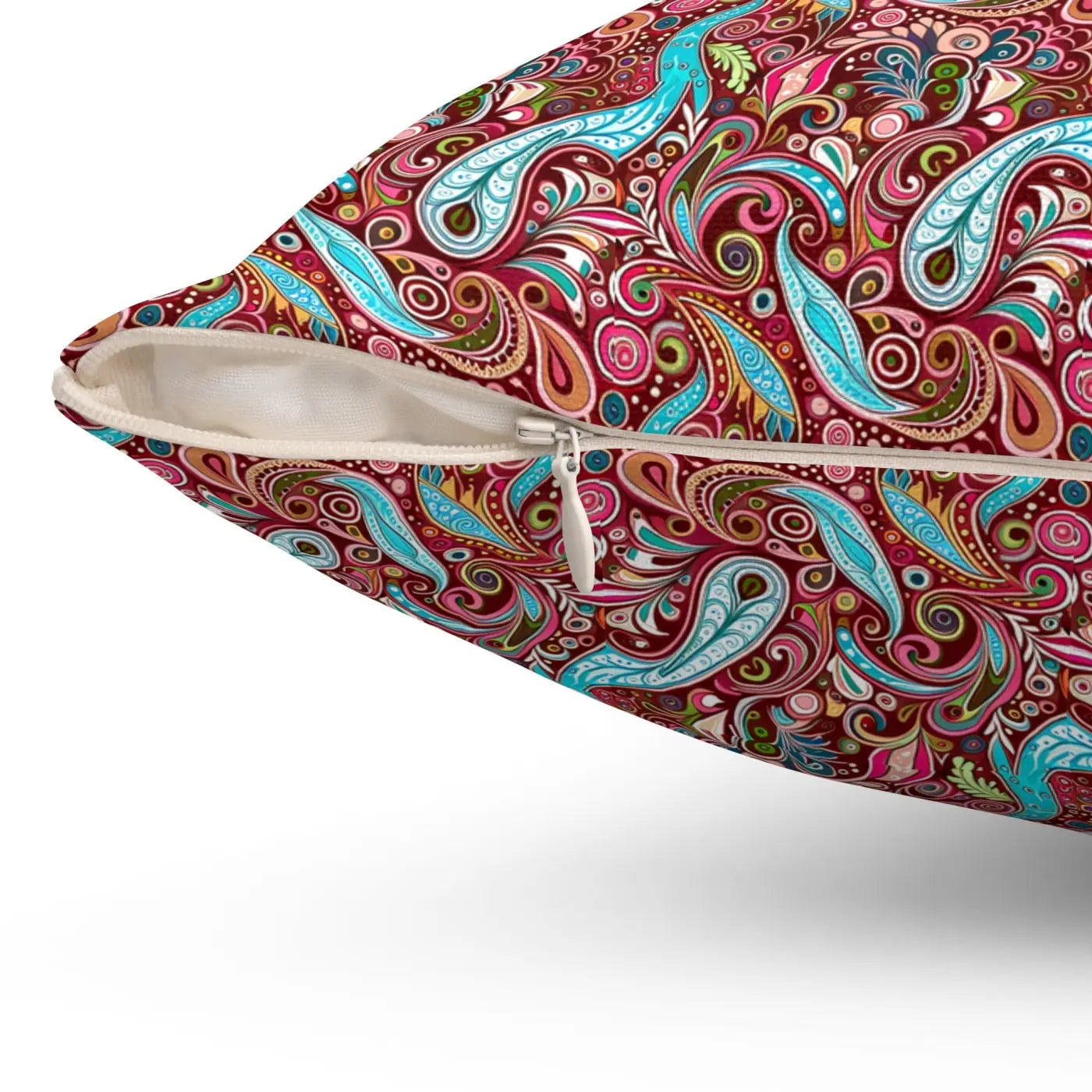 Paisley Pink Polyester Square Pillow - Bold Modern Decor - DipaliZ