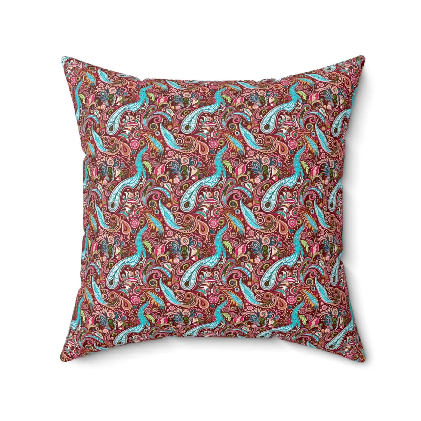 Paisley Pink Polyester Square Pillow - Bold Modern Decor - DipaliZ