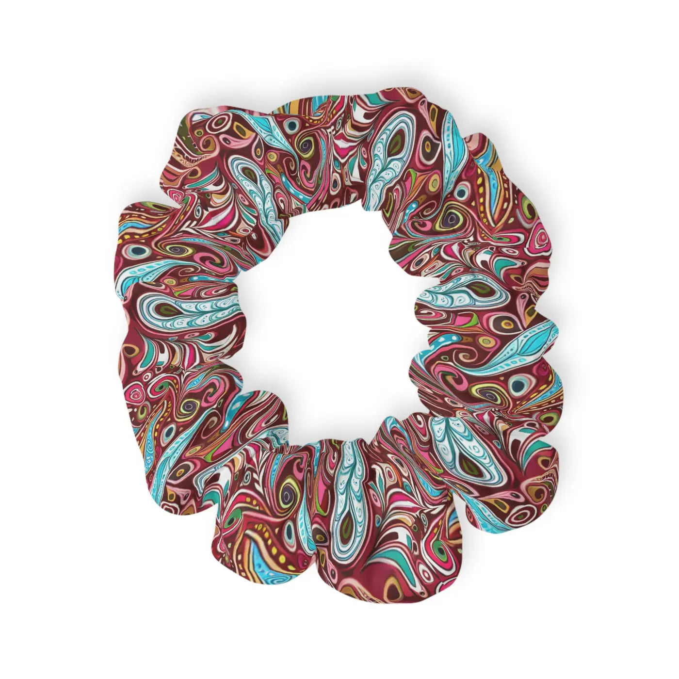 Custom Stylish Hair Scrunchie - Paisley Pink Jersey - DipaliZ